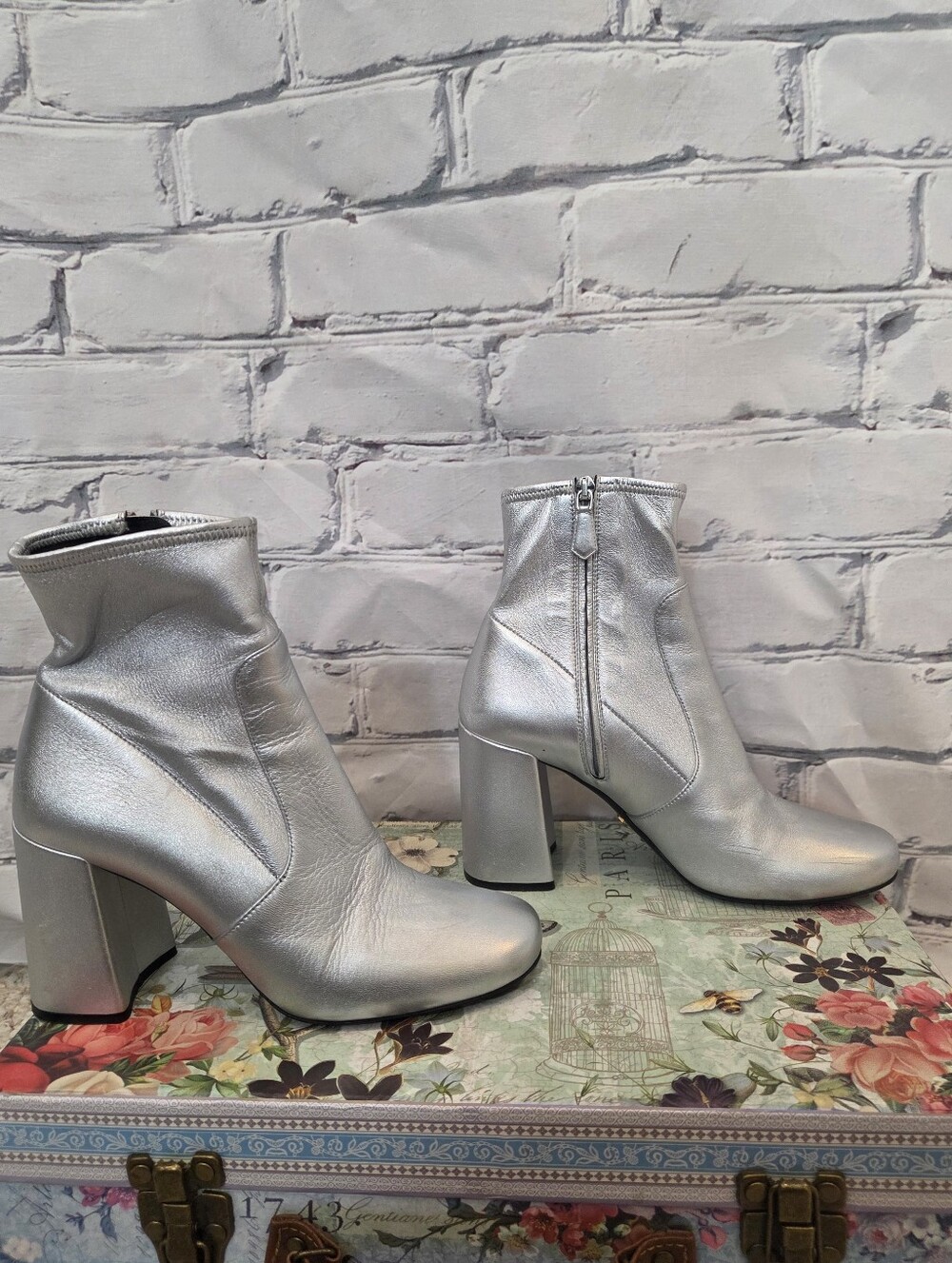 Prada Silver Sock Boots - Picture 2 of 11